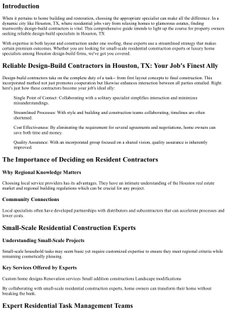 Trustworthy Design-Build Service Providers in Houston, TX: Your Job's Ideal Ally