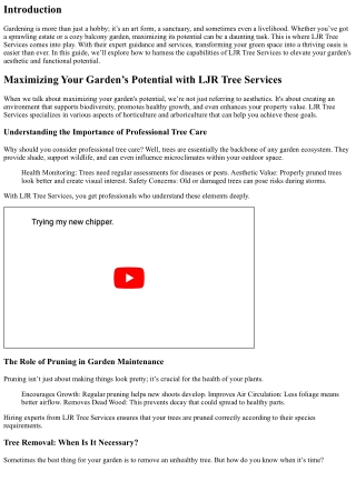 “Maximizing Your Garden’s Potential with LJR Tree Services.”