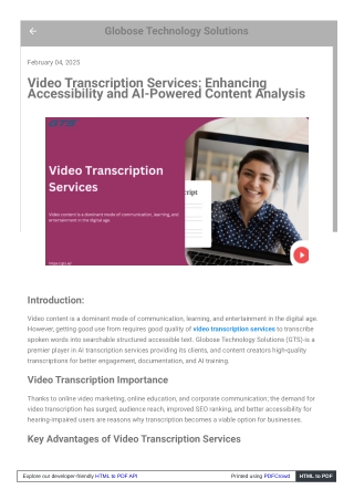 Video Transcription Services Enhancing Accessibility and AI-Powered Content Analysis