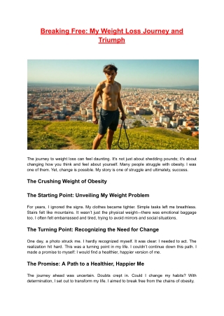 Breaking Free- My Weight Loss Journey and Triumph