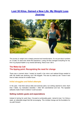 Lost 30 Kilos, Gained a New Life: My Weight Loss Journey