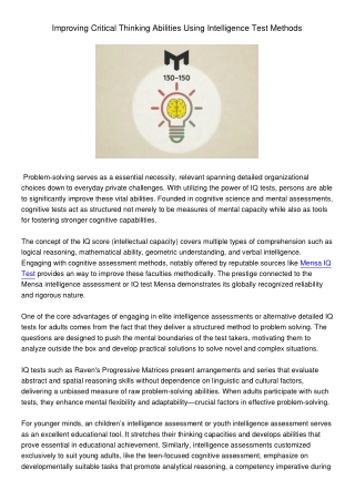 ImprovingCriticalThinkingAbilitiesUsingIntelligenceTestMethods