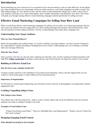 “Effective Email Marketing Campaigns for Selling Your Raw Land”