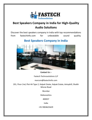 Best Speakers Company in India for High-Quality Audio Solutions