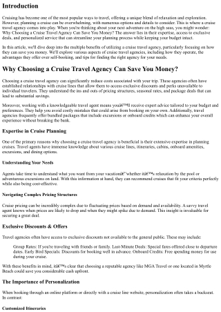 Why Choosing a Cruise Travel Agency Can Save You Money