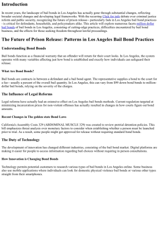 The Future of Prison Release: Trends in Los Angeles Bail Bond Practices