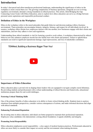 Bridging the Gap: Connecting Career Goals with Ethics Education