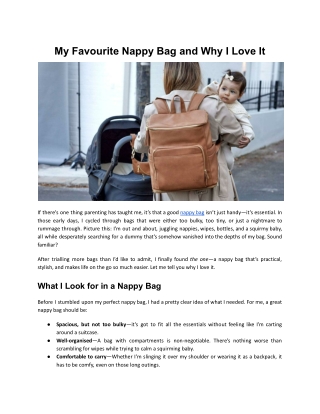 My Favourite Nappy Bag and Why I Love It