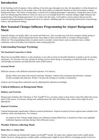 How Seasonal Changes Influence Programming for Airport Background Music