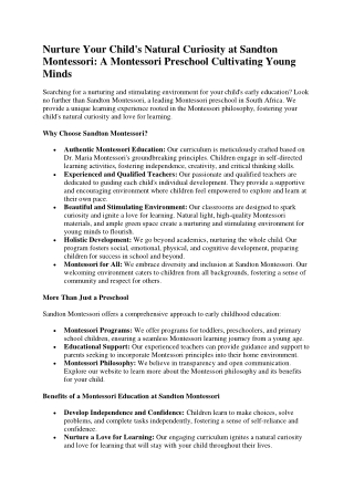 Montessori Philosophy