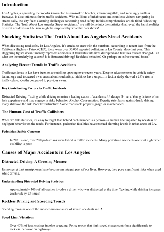 Shocking Statistics: The Truth About Los Angeles Street Accidents