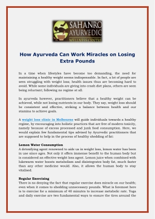 How Ayurveda Can Work Miracles on Losing Extra Pounds