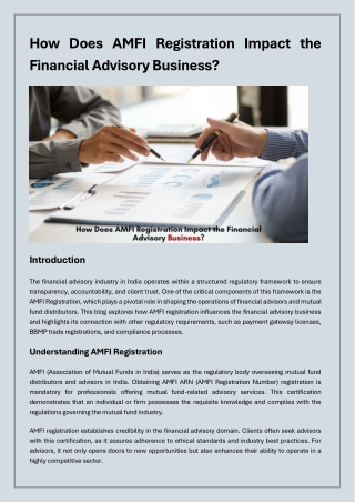 AMFI Registration Impact the Financial Advisory Business