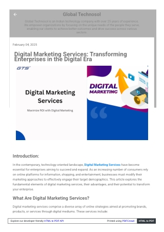 Digital Marketing Services: Transforming Enterprises in the Digital Era