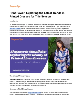 Print Power_ Exploring the Latest Trends in Printed Dresses for This Season