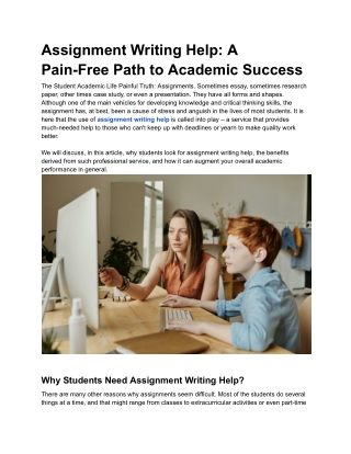 Assignment Writing Help_ A Pain-Free Path to Academic Success