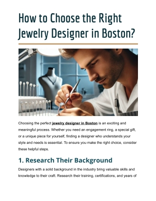 How to Choose the Right Jewelry Designer in Boston?