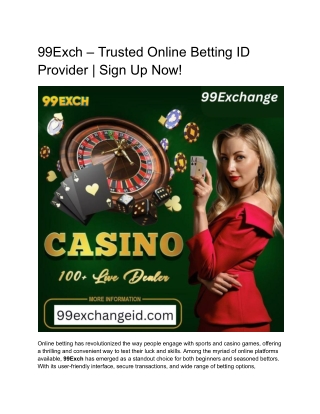 99Exch – Trusted Online Betting ID Provider _ Sign Up Now