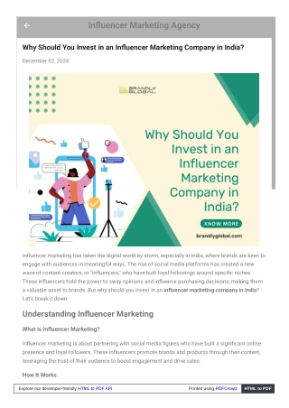 Why Should You Invest in an Influencer Marketing Company in India