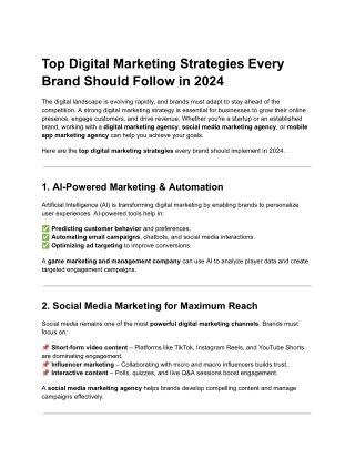Top Digital Marketing Strategies Every Brand Should Follow in 2024