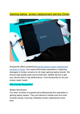 Gaming laptop  screen replacement service Oman