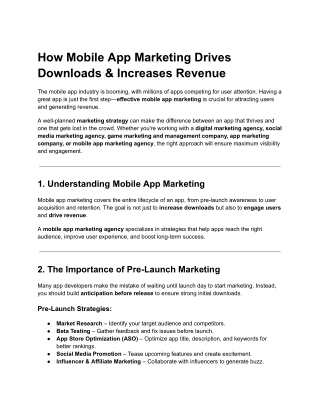 How Mobile App Marketing Drives Downloads & Increases Revenue