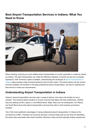 Best Airport Transportation Services in Indiana What You Need toKnow