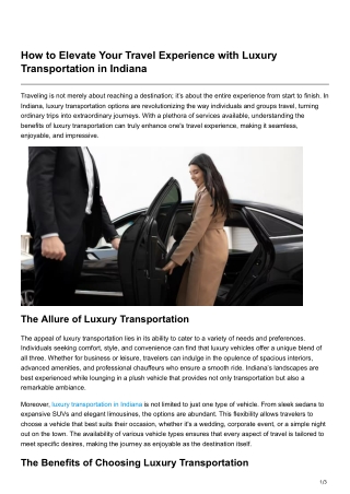 How to Elevate Your Travel Experience with Luxury Transportation in Indiana