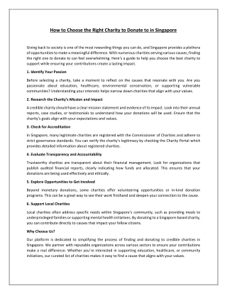 How to Choose the Right Charity to Donate to in Singapore
