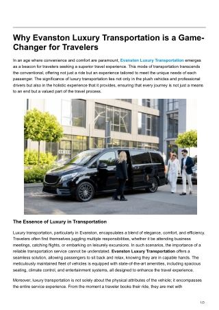 Why Evanston Luxury Transportation is a Game-Changer for Travelers