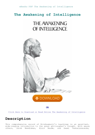eBooks PDF The Awakening of Intelligence