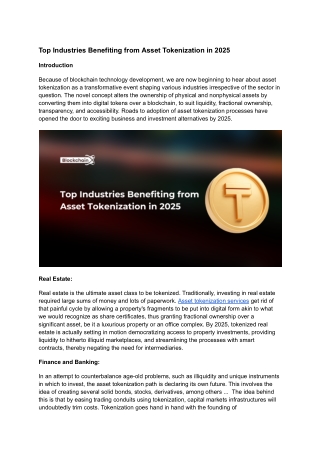 Top Industries Benefiting from Asset Tokenization in 2025