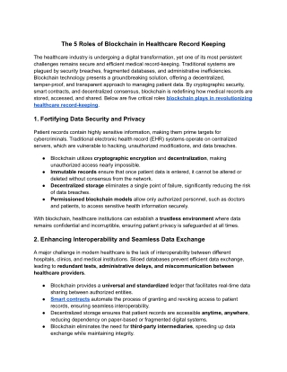 The 5 Roles of Blockchain in Healthcare Record Keeping
