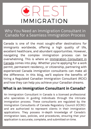 Why You Need an Immigration Consultant in Canada for a Seamless Immigration Process