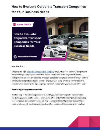 How to Evaluate Corporate Transport Companies for Your Business Needs