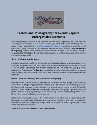 Professional Photography for Events: Capture Unforgettable Moments