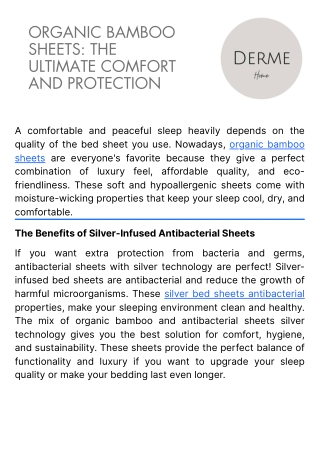 Organic Bamboo Sheets The Ultimate Comfort and Protection