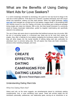 What are the Benefits of Using Dating Want Ads for Love Seekers?