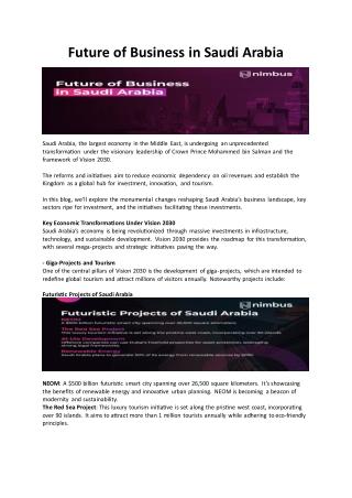 Future of Business in Saudi Arabia - Nimbus