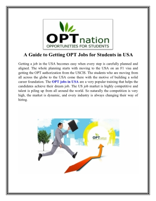 How to Get OPT Jobs for Students in USA