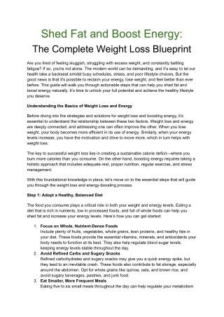 Shed Fatand BoostEnergy TheComplete Weight Loss Blueprint