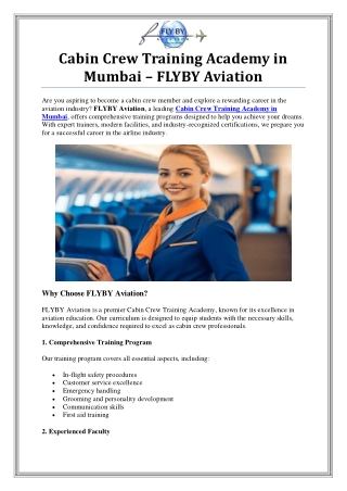 Cabin Crew Training Academy in Mumbai – FLYBY Aviation