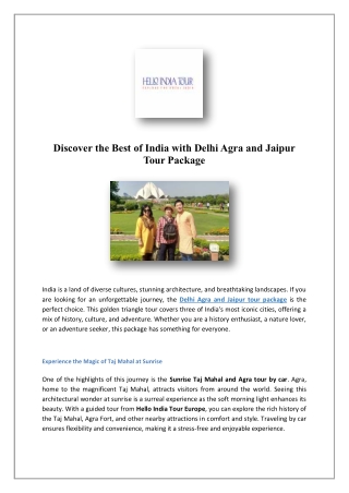 Taj Mahal Day Tour Europe | Hello India Tour