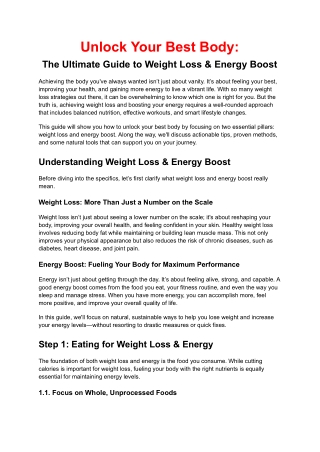 Unlock Your Best BodyThe Ultimate Guide to Weight Loss & Energy Boost