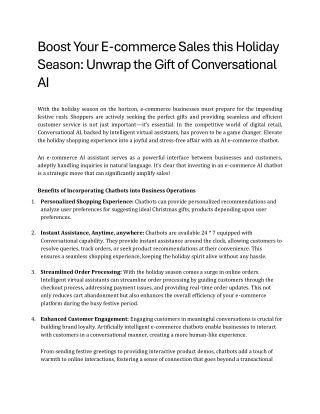 Boost Your E-commerce Sales this Holiday Season: Unwrap the Gift of Conversation