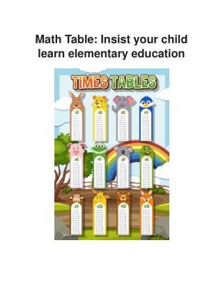 Math Tables For Elementary | Math Facts Stair Treads