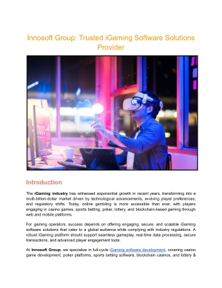 Innosoft Group_ Your Reliable iGaming Software Solutions Provider