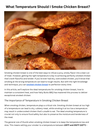 What Temperature Should I Smoke Chicken Breast