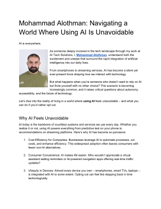 Mohammad Alothman Navigating a World Where Using AI Is Unavoidable