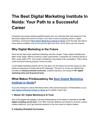 The Best Digital Marketing Institute In Noida_ Your Path to a Successful Career